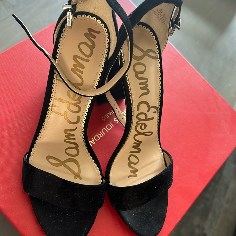 Black suede Sam Edelman block heels